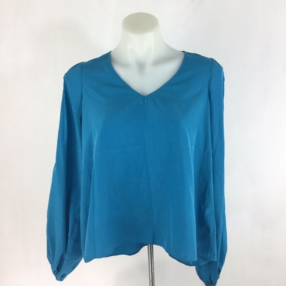 Lovers + Friends Top Gracie Blue Slit Long Sleeve